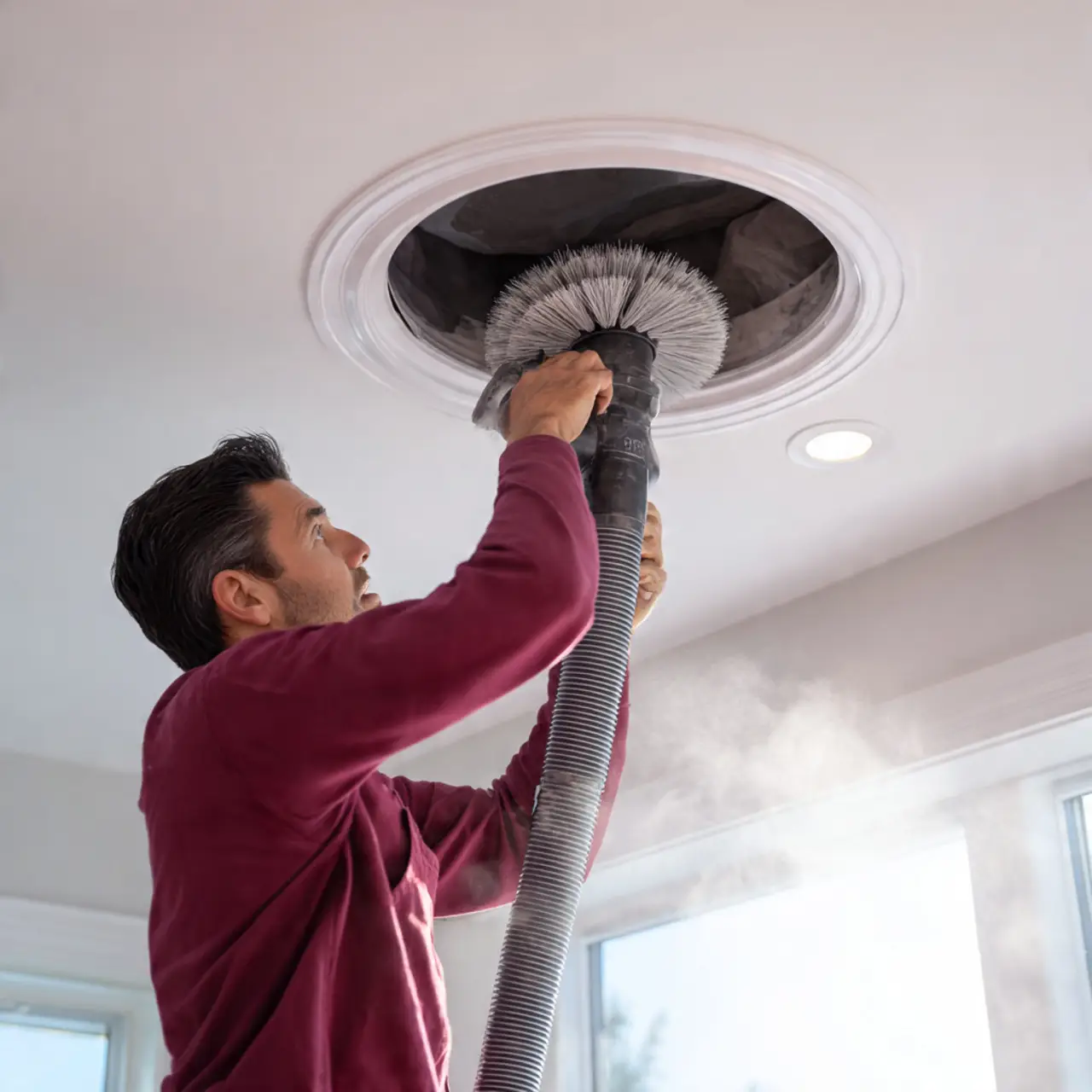 Air vent cleaning service removing dust buildup and odors in Pearland Texas