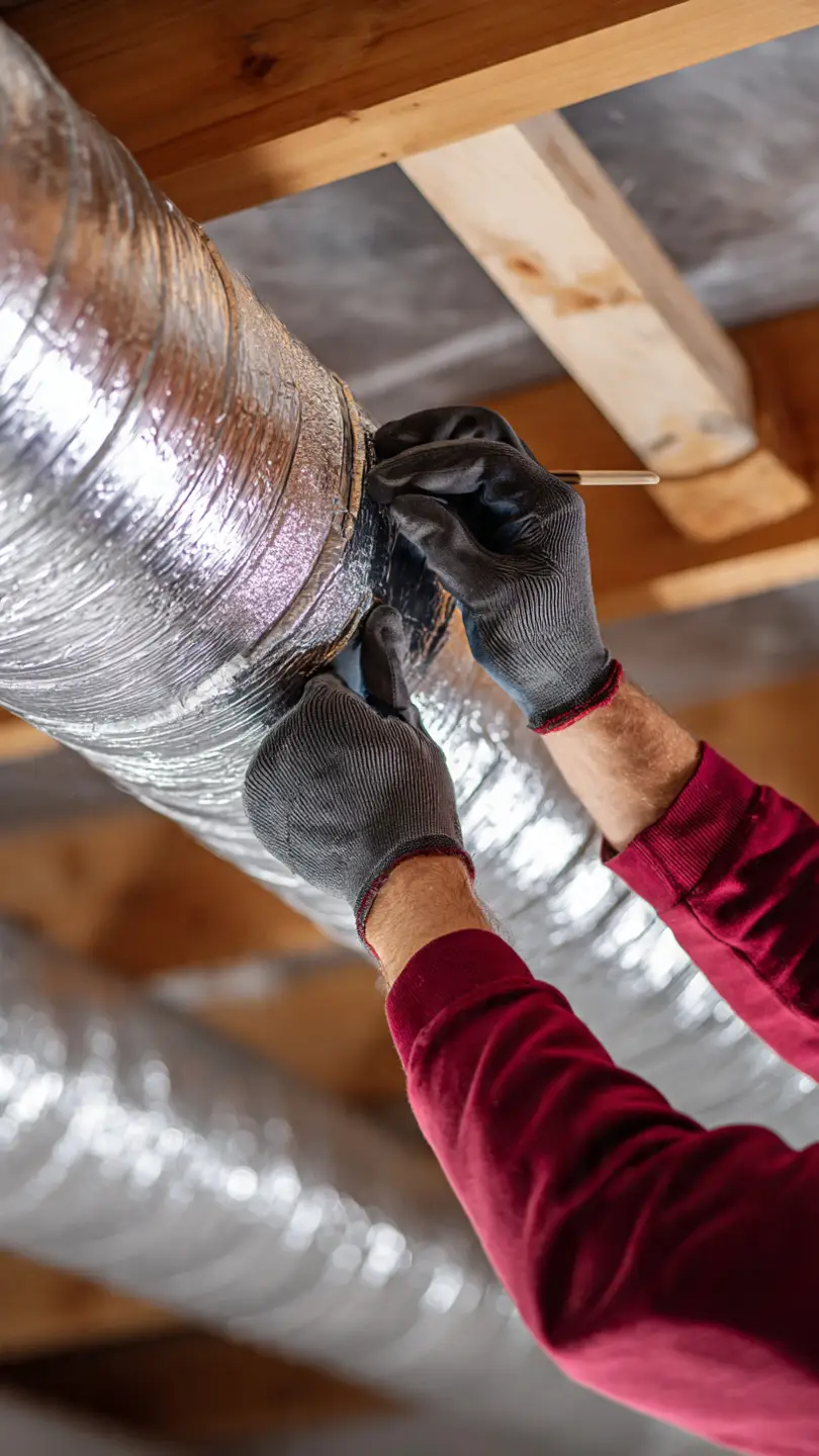 Duct sealing improving indoor air quality by preventing dust and contaminants in Pearland Texas home