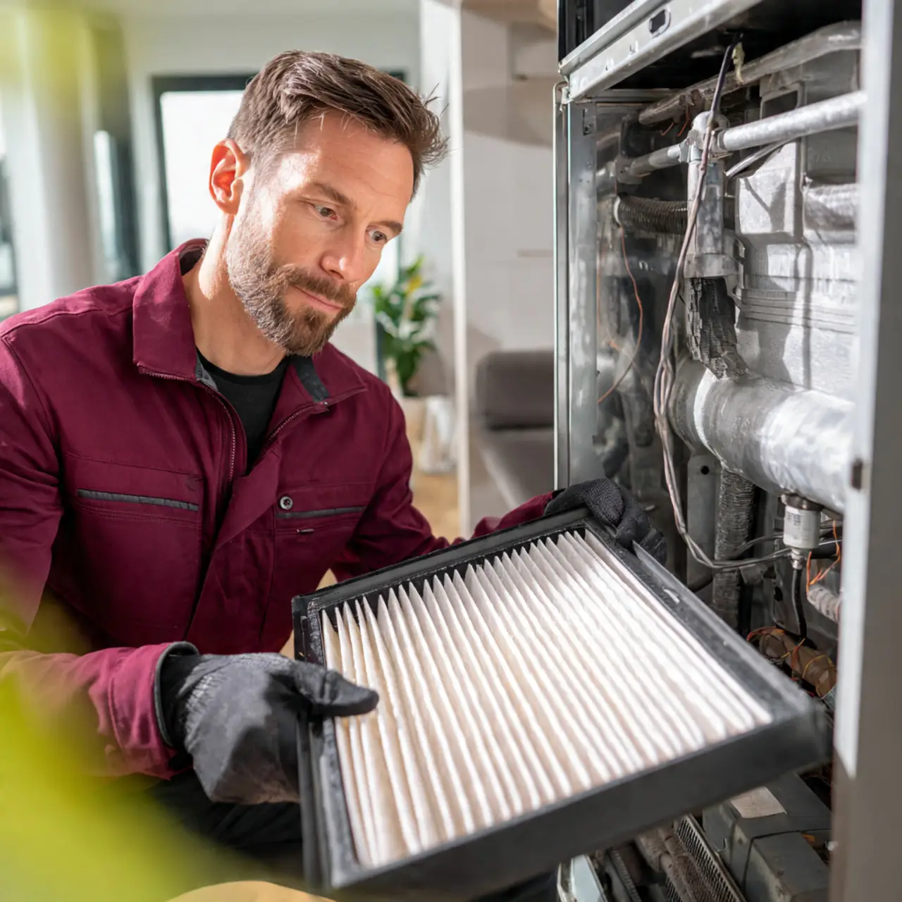 Quality air filter replacement service improving indoor air in a healthy Pearland Texas home